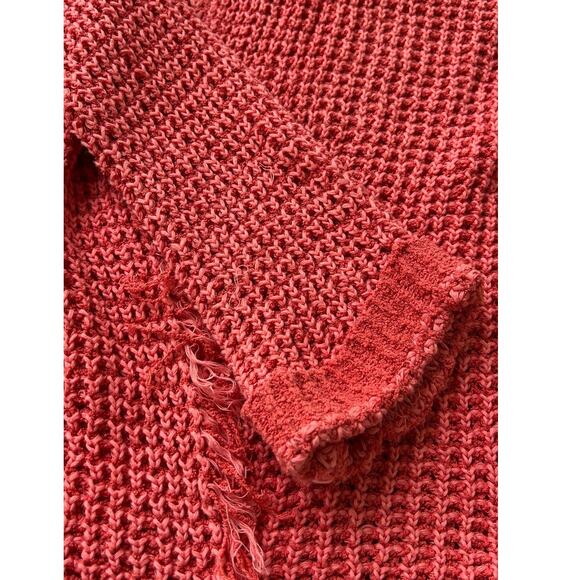 Free People "I'll Be Around" Asymmetrical Red Knitted Silk Cardigan - Picture 11 of 11